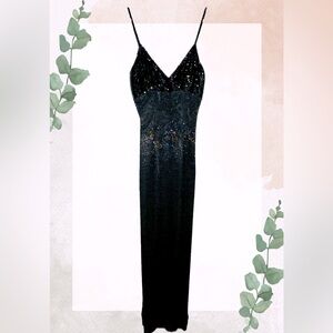 90s Cache Black Beaded Dress - 100% Silk